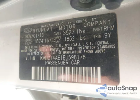 2014 Hyundai Accent Gls из США, поврежденный, VIN KMHCT4AE1EU598178